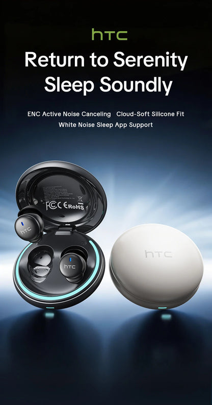 HTC NE92 Sleep Earbuds Wireless Bluetooth Earphones Comfortable To Wear Headphones 50Hrs Playback Low Latency Clear Sound Qualit