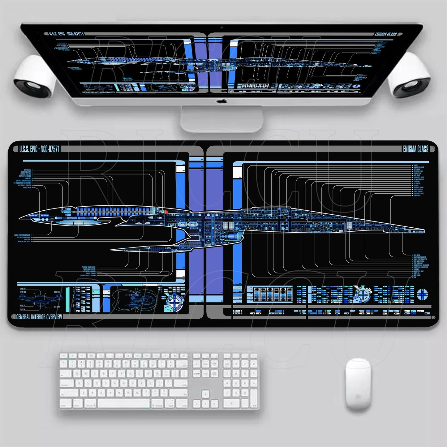 XXL HD print Game Mouse Pad Star Trek Office PC Accessories Keyboard Starship Blueprint Gamer Computer Cabinet Desk Mat carpet