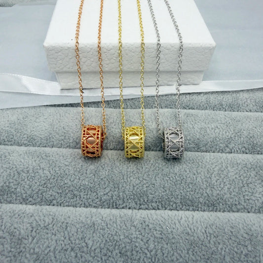 2026 Trends 925 silver Tengge Pattern Hollow Necklace For Ladies, Luxury Fashion Jewelry For Woman, Date Party Accessories