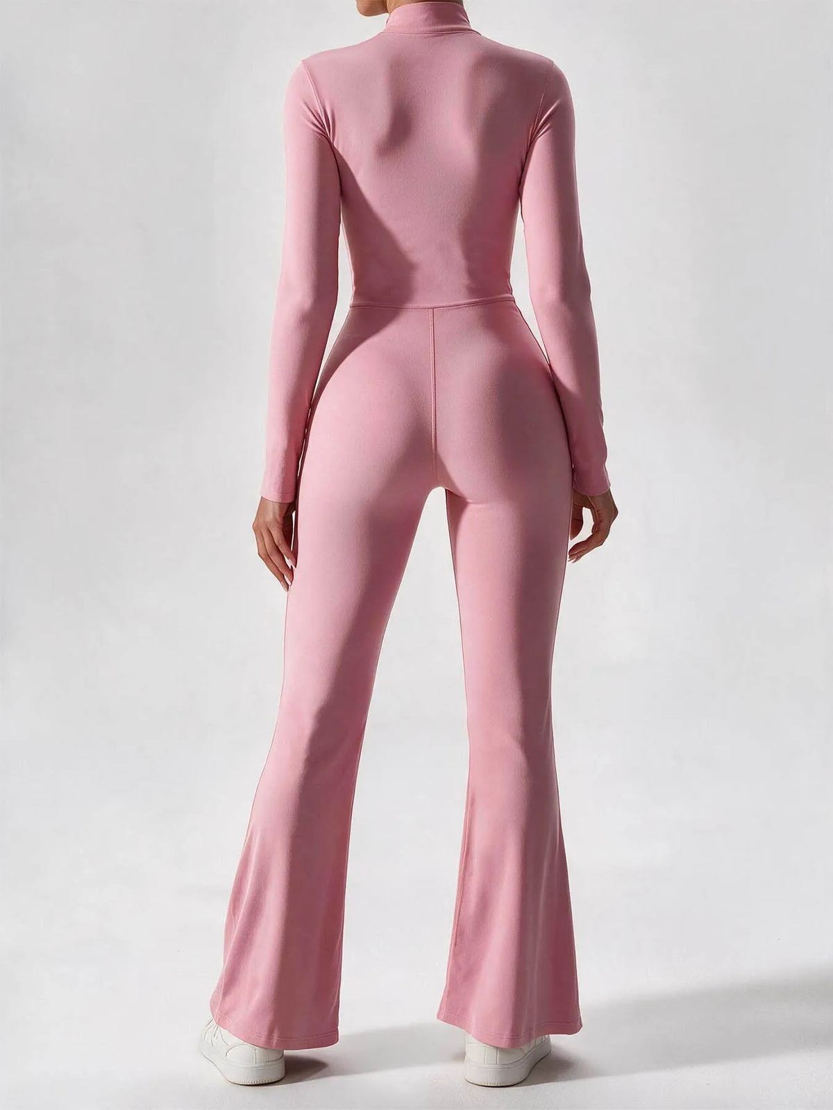 Elegant Zip-up Long Sleeve Sports Overalls for Women Autumn Winter Fleece Jumpsuits Ladies Yoga Fitness One Piece Tracksuit
