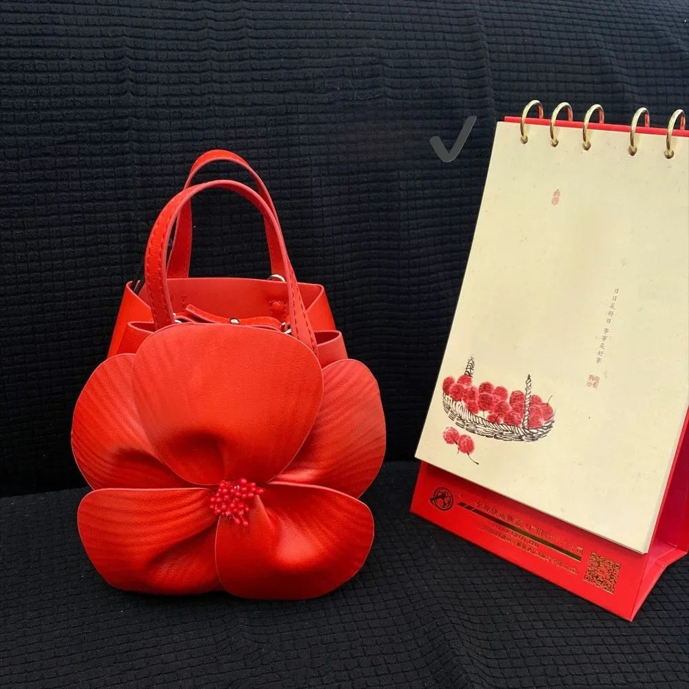 Innovative Chinese-Style Floral Bucket Bag Drawstring French Mini Tote Bag Flower Bucket Purse Women Luxury Designer Handbags
