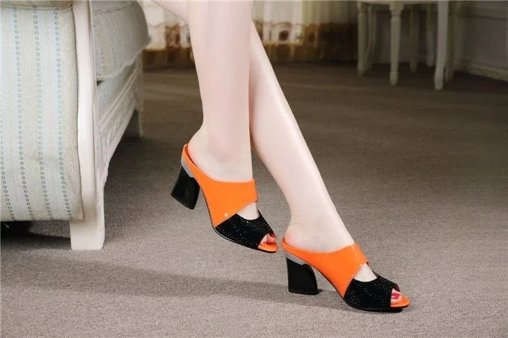 Women's Slippers And Ladies Sandals High Up To 5cm Heel Slides Rubber On Sale Wholesale Natural Skin Luxury New Fashion Shoes 39