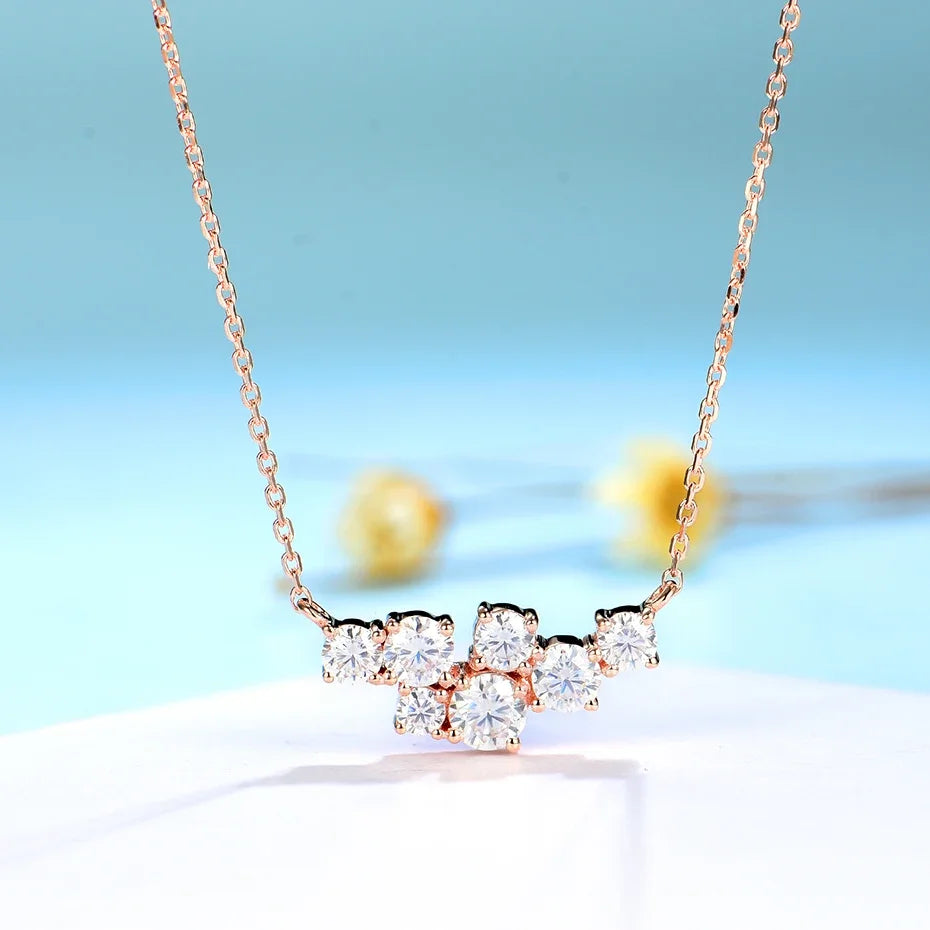 Kuololit 58514K 10K 9K Moissanite Necklace for Women Solid Rose gold Luxury Pendant For Engagement Party Anniversary With Chain