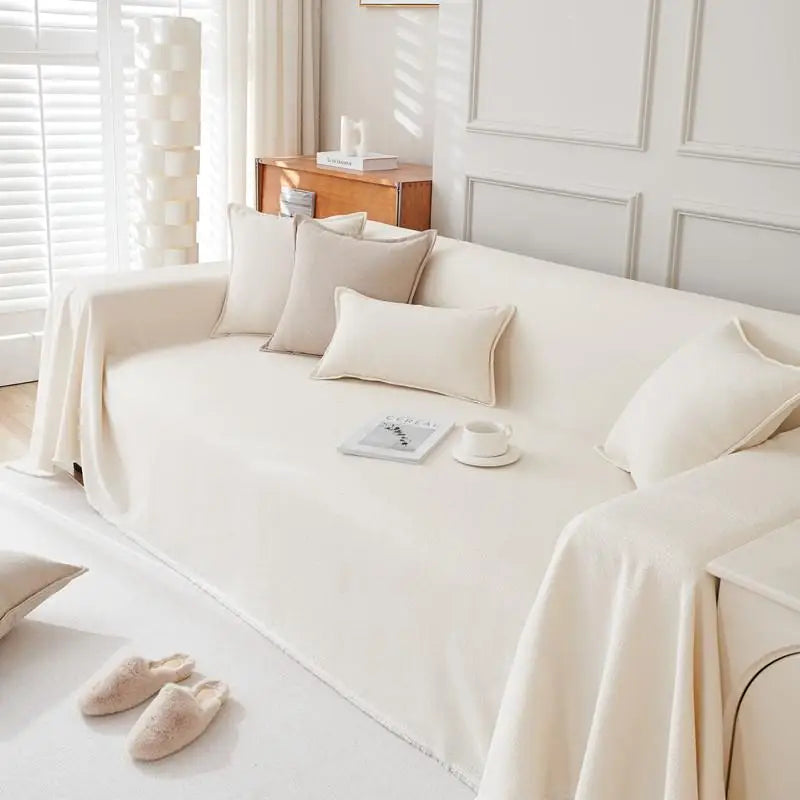 1pcs Solid color Sofa Cover Simple Anti-cat Scratch Solid Color Cushion Home Living Room Seat Dustproof Blanket