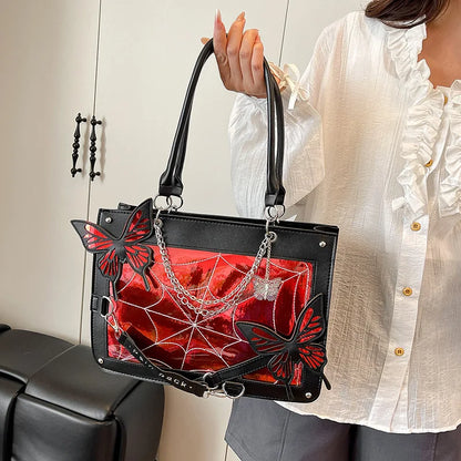 Sweet Y2k Lolita Butterfly Chain Shoulder Bags Trendy Gothic Harajuku Ita Bag Japanese Chic Women Transparent Handbags Crossbody