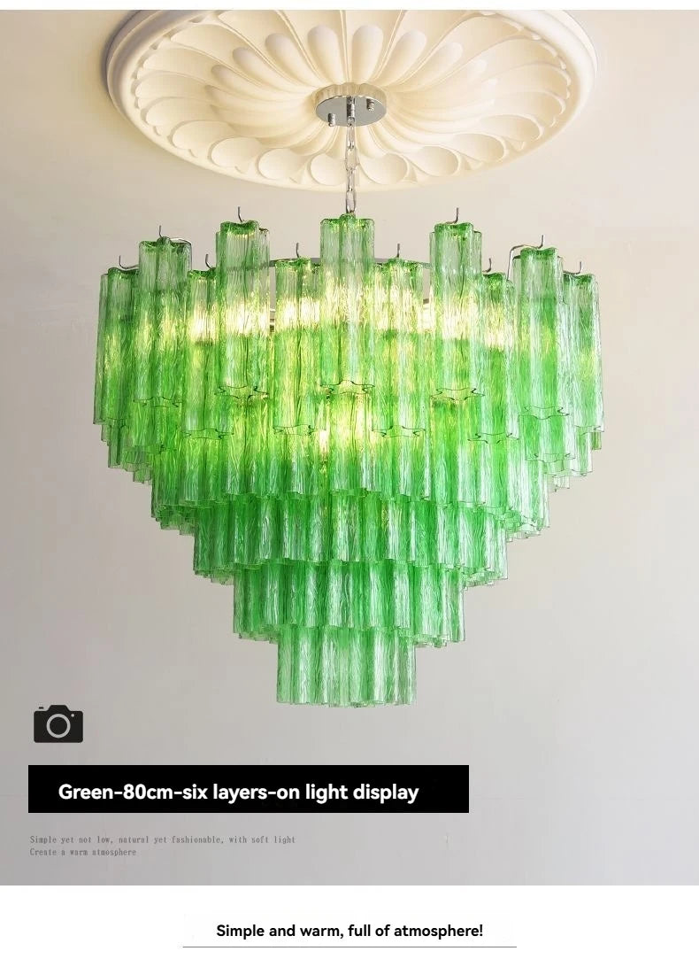 Designer Murano Ceiling Chandeliers Pink Colorful Glass LED Hanging Pendant Lights for Living Dining Room Bar Villa Art Lighting