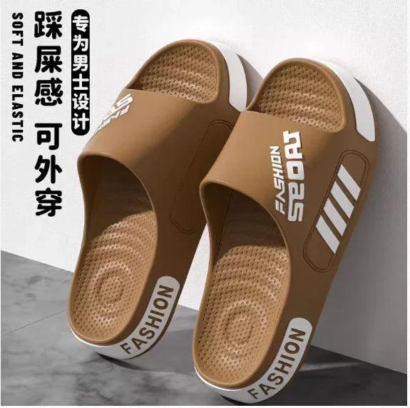 Big Size 36-47 Men Slippers Summer Flat Sole Home Slippers For Women Man Open Toe Trend Slides Couple Light Beach Shoes Sandals