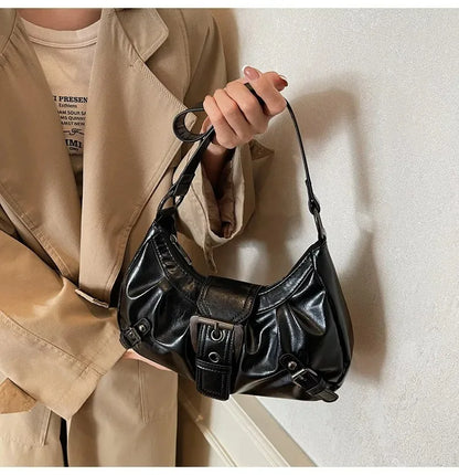 Y2K Retro Pleated Hobo Shoulder Bag for Women Hot Selling Maillard Style Underarm Bag Clutch Handbags for Travel Work Shopping