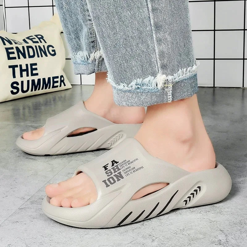 Men's Massage Slides Ultra Soft Cloud Slippers Thick Sole Non-slip Indoor Outdoor Sandals Casual Beach Flip Flops Big Size 48 49