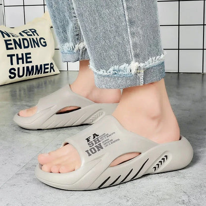 Men's Massage Slides Ultra Soft Cloud Slippers Thick Sole Non-slip Indoor Outdoor Sandals Casual Beach Flip Flops Big Size 48 49