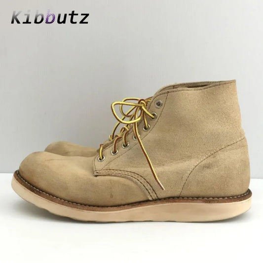 Yellow Street Style High-Top Suede Work Ankle Boots Men's Lace Up Flat Shoes Outdoor Trendy Versatile Daily Casual Short Boots