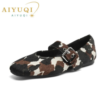 DIMANYU Flat Shoes Women’s 2026 New Buckle Mary Jane Female Shoes Genuine Leather Large Size Ballet Women Loafers