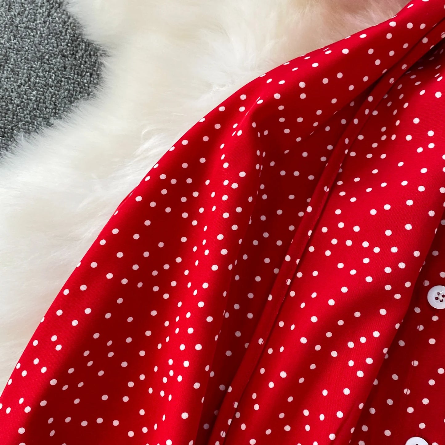 Summer Women Polka Dot Long Dress Vintage V-Neck Flying Sleeve High Waist Single Breasted A-Line Casual Vestidos Female Robe New