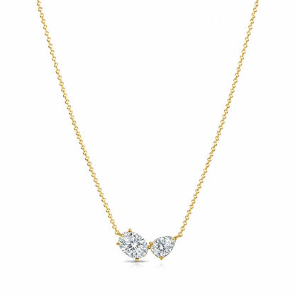 Smyoue Oval Cut Pear Cut All Moissanite Necklace for Women 2 Gems Classic Wedding Jewelry Bridal Real Pure S925 Silver Chain