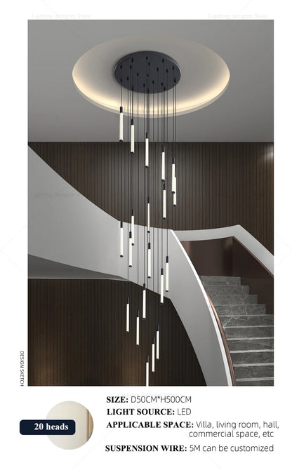 Modern Lighting Long Staircase Pendant Light Ceiling Chandelier hanging lights Stair Chandelier