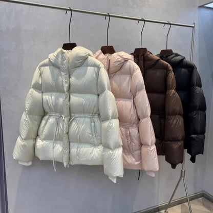 Winter Women Parkas Down Cotton Padded Coat Pink Warm Sashe Hooded Outwear Female Thick Snow Wear Coats Puffer Quilted Jacket