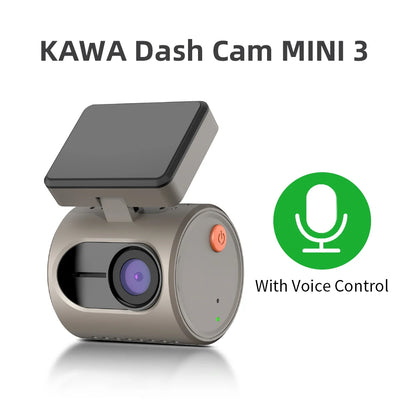 KAWA Dash Cam MINI 3 Voice Control Tiny 2K 1296P Colorful Night Vision 24H Parking Guard WIFI, G-sensor, Supercapacitor,Car DVR