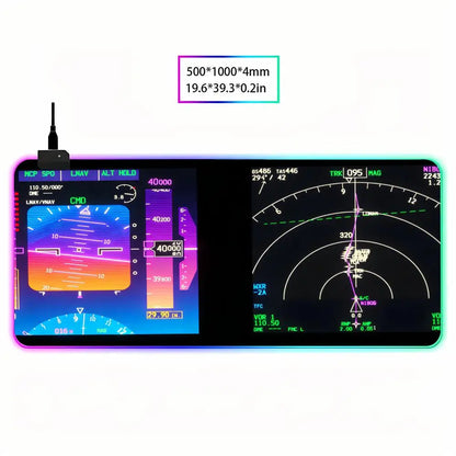 RGB Desk Mat Aviation Theme Mouse Pad Large Rubber Anti-slip Aircraft Dashboard HYBXAXC Office and Gamr Keyboard Mats Decor Mat