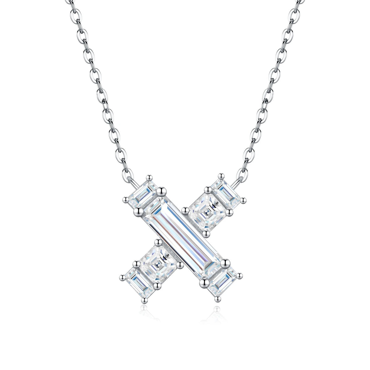 PureNew 26 Letter A-Z 4x12mm Moissanite Necklace For Women S925 Silver D Color 18k Plated Sparking Women's Moissanite Chain