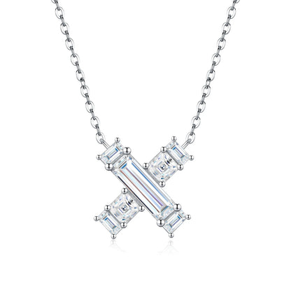 PureNew 26 Letter A-Z 4x12mm Moissanite Necklace For Women S925 Silver D Color 18k Plated Sparking Women's Moissanite Chain