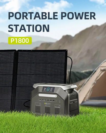 IEE P1800 Portable Power Station 1800W(3600W Surge) 1024Wh EV Grade LiFePO4 Battery Solar Generator, 220V EU Socket Pure Sine Wave, WiFi App Monitor, UPS Uninterruptible Power Supply for Outdoor Camping Road Trip Home Power O