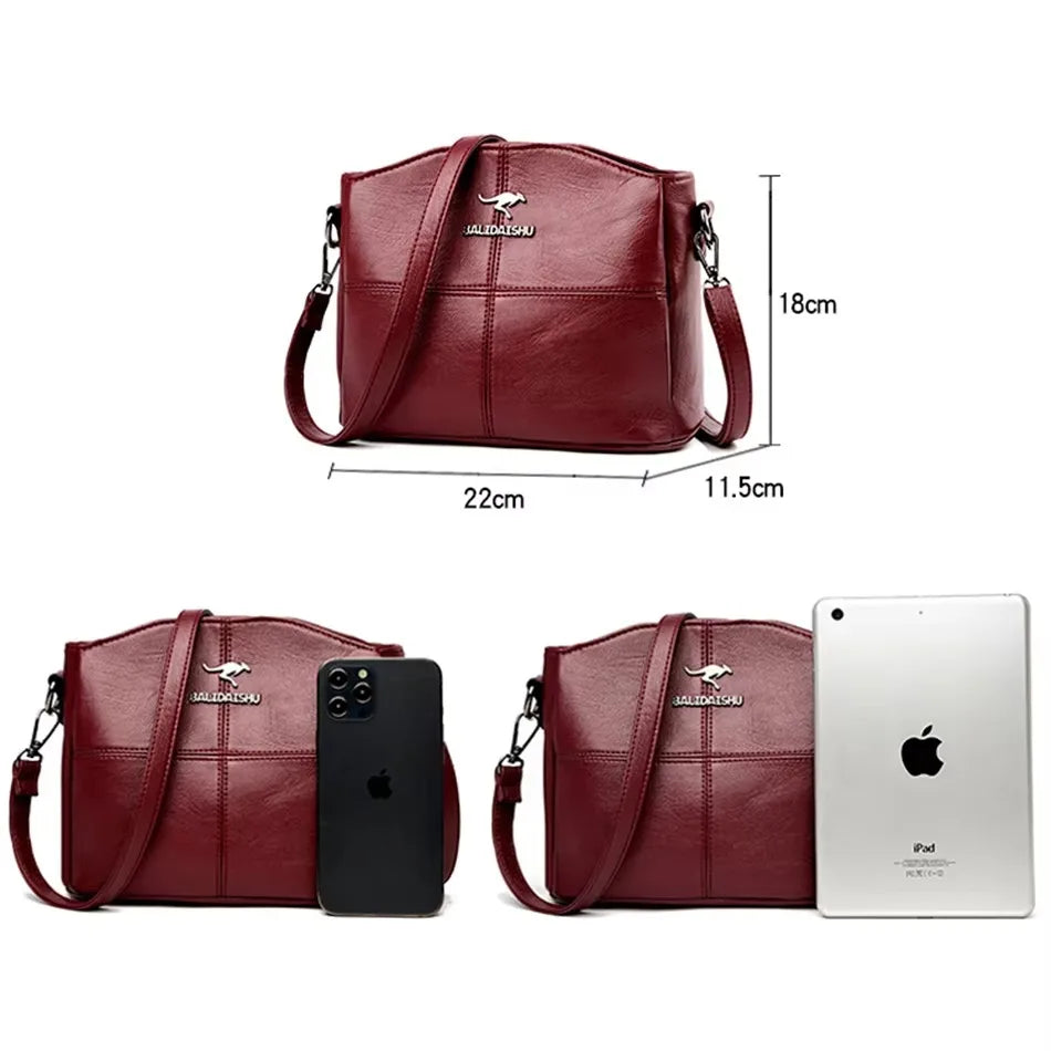 Genuine Soft Pu Leather Handbags for Women Vintage Shoulder Tote Bag Luxury Designer Ladies Large Capacity Purse Bags Sac A Main