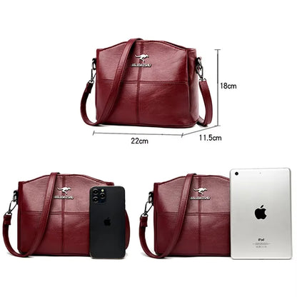 Genuine Soft Pu Leather Handbags for Women Vintage Shoulder Tote Bag Luxury Designer Ladies Large Capacity Purse Bags Sac A Main