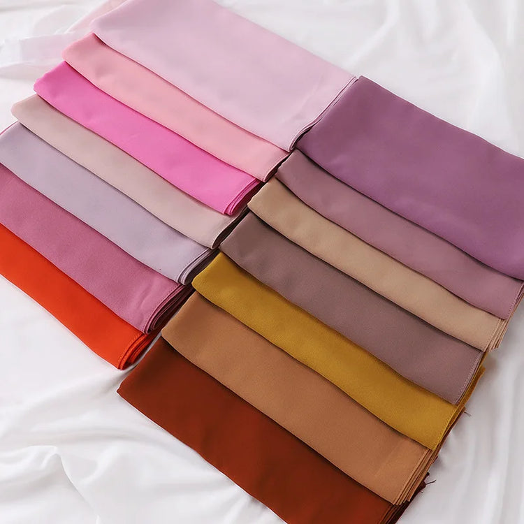 90*90CM Headwrap Heavy Chiffon Square Scarf Muslim Hijabs Women Underscarf Fashion Casual Plain Color Hijab