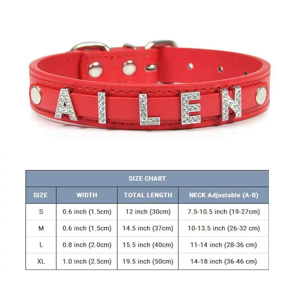 (Free Bling Rhinestone Letter)Custom Pet Cat Dog Collar Leather Puppy Collars For Small Medium Dogs Target Personalized Id Name
