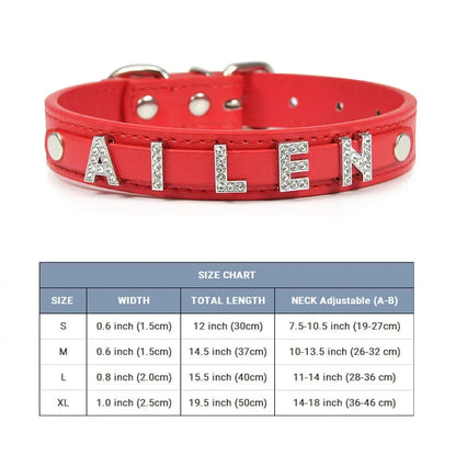 (Free Bling Rhinestone Letter)Custom Pet Cat Dog Collar Leather Puppy Collars For Small Medium Dogs Target Personalized Id Name