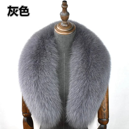 Fox Fur Collar 100% Real Fox Fur Scarf Winter Women Natural Fur Gray Collar Large Size Neck Warmer Fur Scarf Shawls