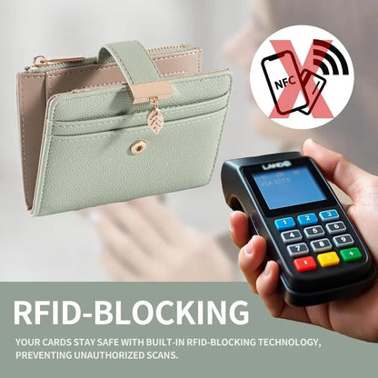 Pomelo Best Small Leather Wallet for Women Purse RFID Blocking Bifold Soft Card Holder with ID Window Zipper Coin Pocket Wallets