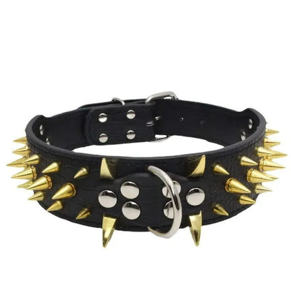 Cool Spikes Studded Dog Collar 2" Wide PU Leather Large Dogs Collars Pitbull German Shepherd Big Dogs Collars Pet Supplies XS-L