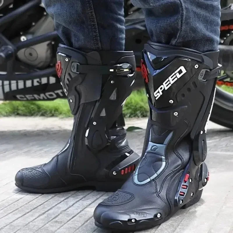 PRO-BIKER Motorcycle Boots Waterproof Racing Boots All-Season Anti-Slip Waterproof Off-Road Boots for Men Women B1008