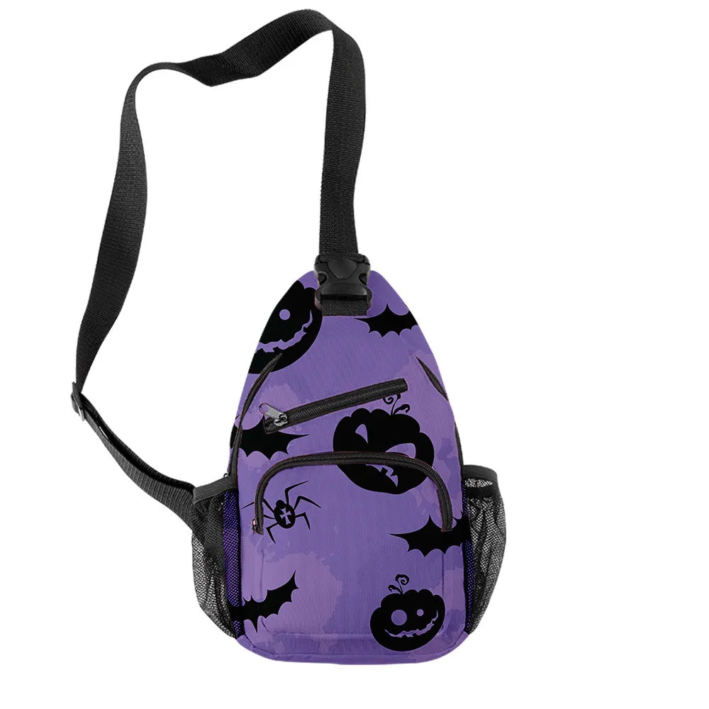 Fashion Youthful Halloween Skeleton Boys/Girls 3D Printed Chest Bags Oxford Waterproof Sports Crossbody Travel Bag Shoulder Bags