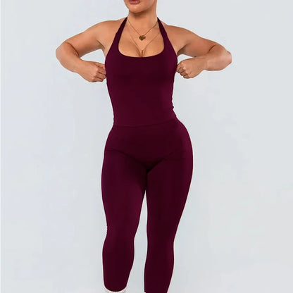two pieces yoga outfits DF impact gym clothing fitness pants set DFNNYE woman Halter Top sports leggings Gym workout sets