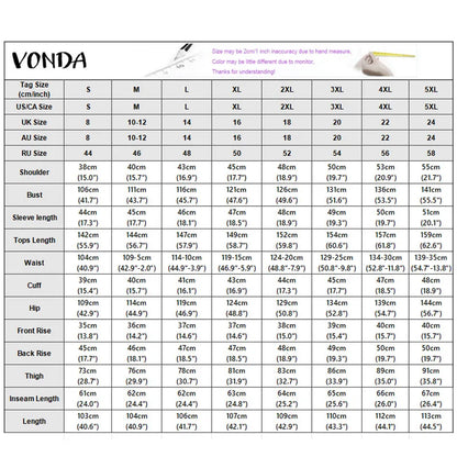 Vintage Jumpsuits VONDA 2026 Plus Size Women Solid Overalls Casual Loose Big Pockets Buttons V Neck Party Playsuits Oversized