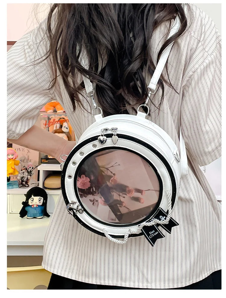 2026 New Sweet Y2k Aesthetic Shoulder Bags Women Kawaii Fashion Casual Backpacks Trendy transparent Travel Crossbody Ita Bags