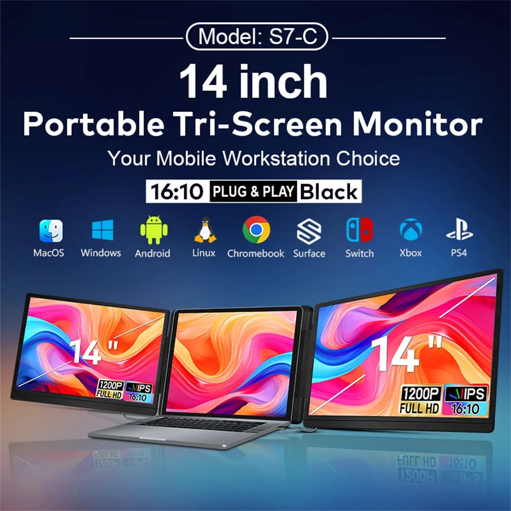 Dual Screen Extender FHD IPS Gaming Display Portable LCD Backlit Monitor High Definition for Productivity 14 to 16 inch Rospider