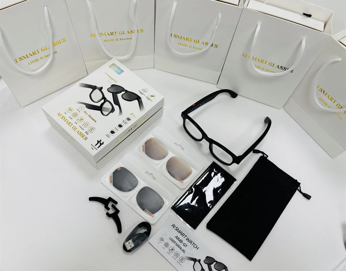 LIGE New Smart Glasses 500W Camera HD Video Recording Bluetooth Call Glasses AI Smart Translation Sunglasses WiFi Transmission
