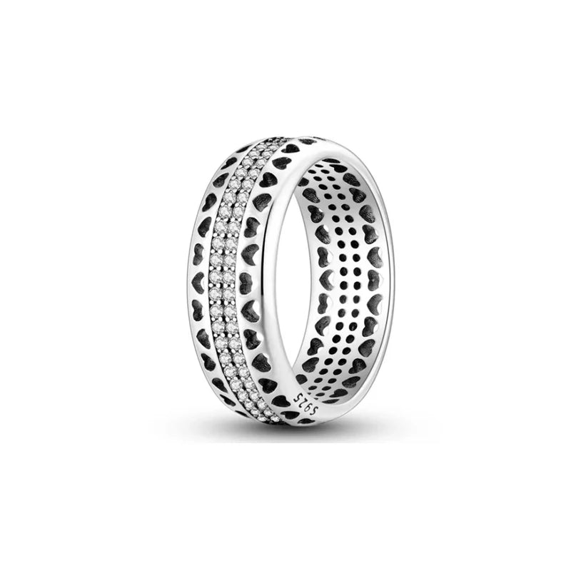 New 925 Sterling Silver Rings Stackable Infinite Silver shining Zircon Ring For Women Wedding Anniversary Birthday Jewelry Gift