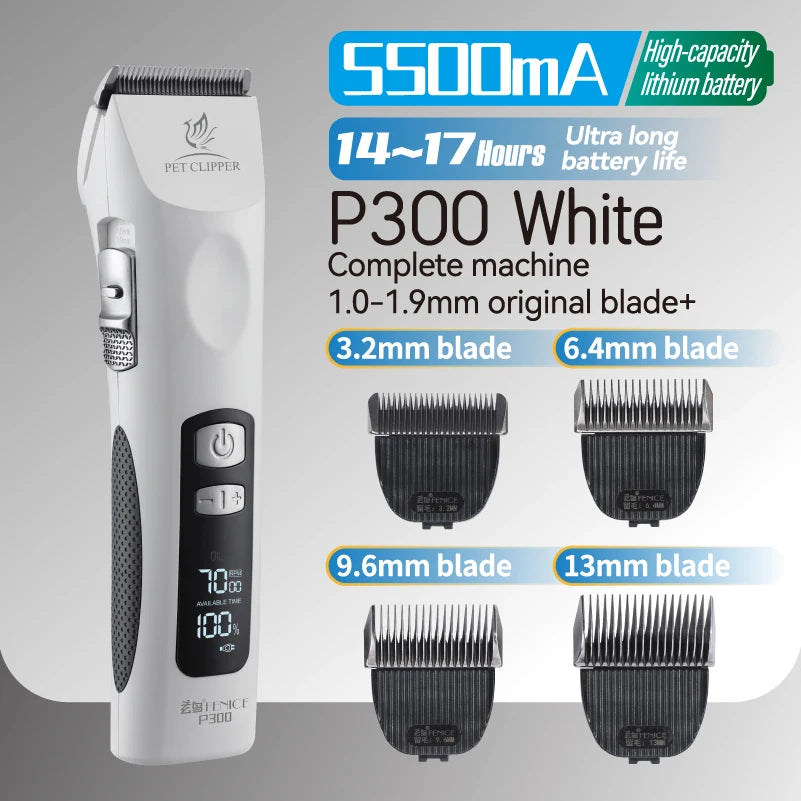 Fenice Cordless Rechargeable Pet Clipper Low Noise Professional Pet Hair Cutting Machine Grooming Trimmer Shaver Kit for Animals