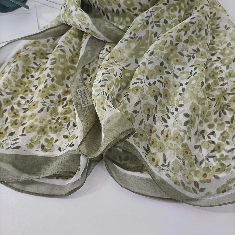 Small Flower Full of Stars Print Women Elegant Chiffon Georgette Bandana Scarf Summer Beach Sunscreen Thin Hijab Shawl