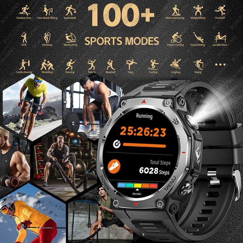 2026 New Military Active Edge Smart Watch Men 10ATM Waterproof GPS Motion Track 100+Sport Modes Heart Rate HD BT Call Smartwatch