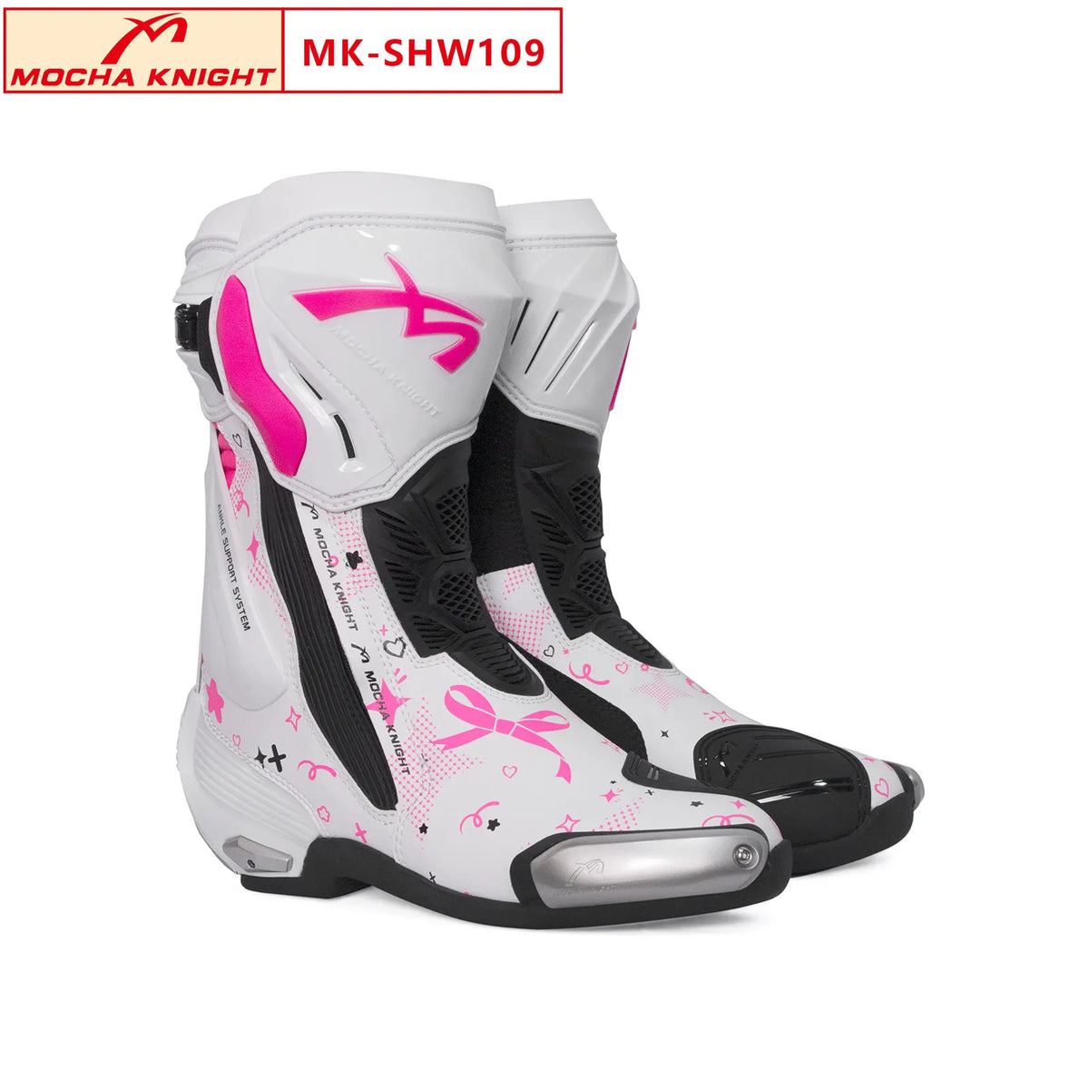 New MOCHA KNIGHT Motorcycle Track Boots CE Certification Professional Racing Off-road Botas Men Women BENKIA Supertech Boots