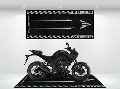 Crystal Velvet Motorcycle Mat for Yamaha R9/R6/MT-01/MT-03, Anti-Slip Garage Floor Mat, Oil Absorbent, Motorbike Parking Rug