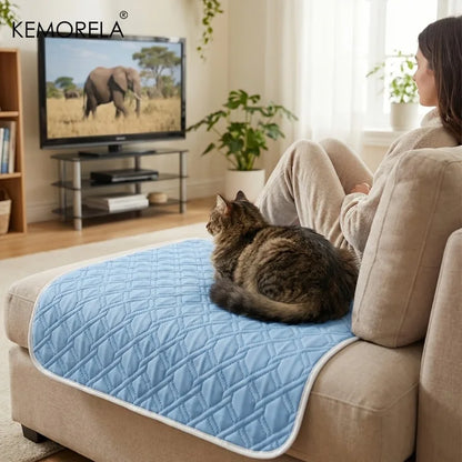 KEMORELA 1pc Summer Dog Cooling Mat Glacier Blue - Ice Silk Fiber Mat, Breathable Skin-Friendly Cooling for Puppies & Adult Dogs