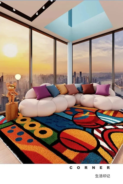 VIKAMA Carpet for Living Room Colorful Large Area Cartoon Bedroom Bedside Plush Rugs Cute IG Sofa Coffee Table Floor Mats