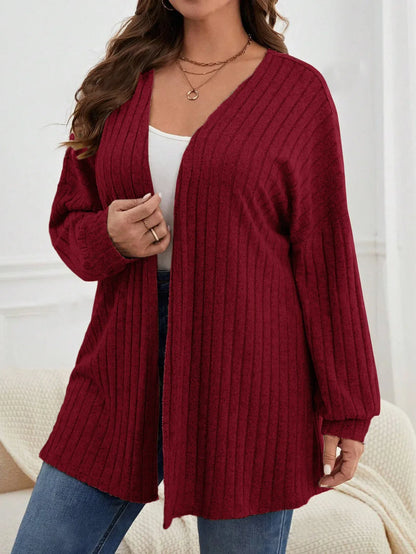 Autumn and Winter  Plus Size Women's 1XL-5XL Solid Color Loose Cardigan Top Women's Long Sleeved Knitted Jacket