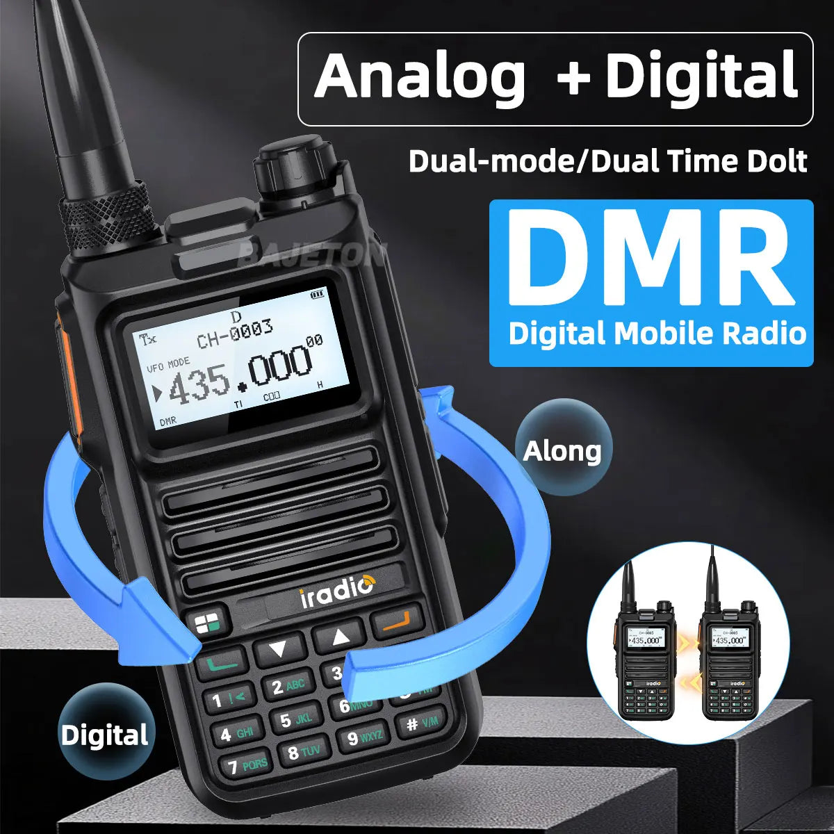 Iradio DM-UV4R DMR Walkie Talkie Dual Mode Dual Time Slot AES-256 Encryption Digital Analog SMS NOAA For RT-4D Ham Radio